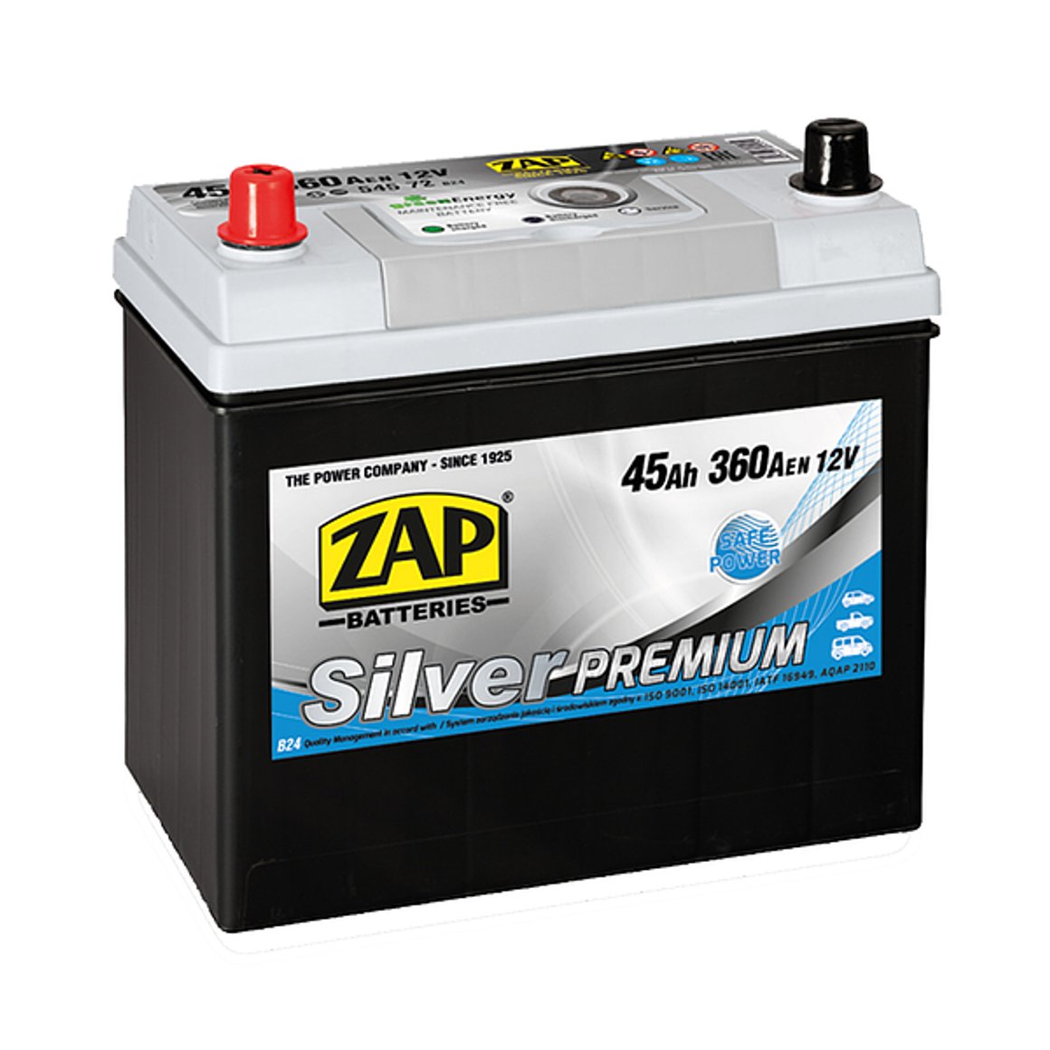 ZAP Silver Premium 545 72 Rafgeymir, 45Ah 545-72
